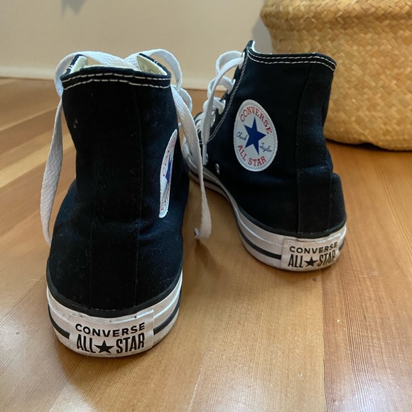 Converse black canvas high tops, sz 7.5 - Picture 4 of 9